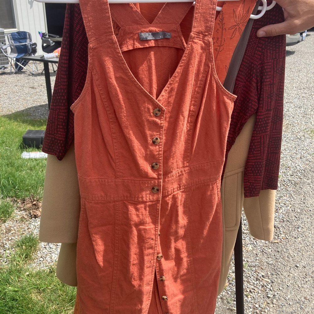 Prana orange linen dress size XS